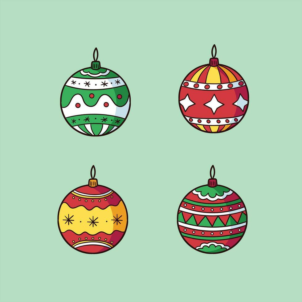 bolas decoração dentro Natal e feliz Novo ano conceito, colorido bola, natal bola elemento, conjunto do Natal enfeites dentro retro estilo, natal brinquedos, Natal decorações vetor