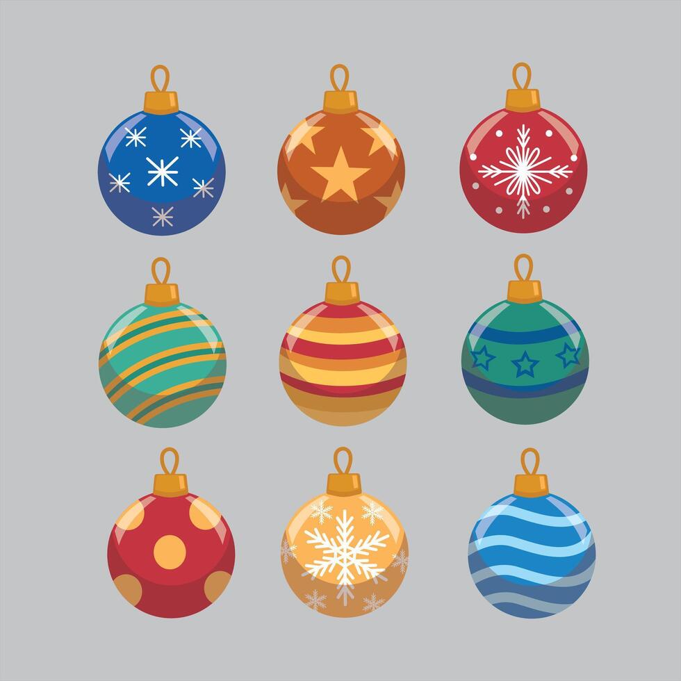 bolas decoração dentro Natal e feliz Novo ano conceito, colorido bola, natal bola elemento ,definir do Natal árvore brinquedos bolas vetor