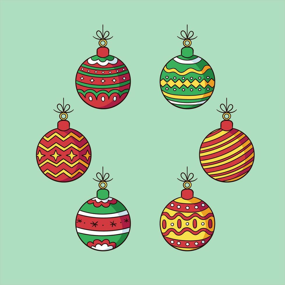 bolas decoração dentro Natal e feliz Novo ano conceito, colorido bola, natal bola elemento ,definir do Natal árvore brinquedos bolas vetor