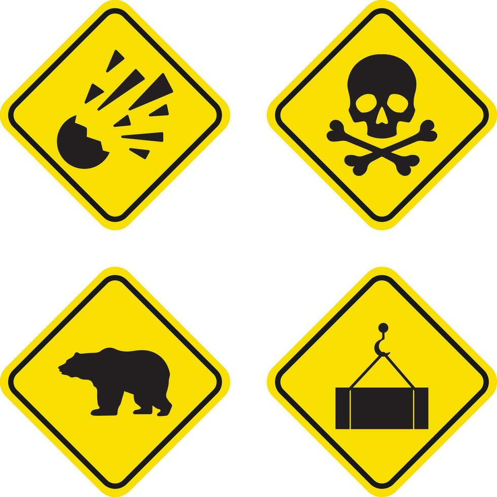 conjunto do Perigo Atenção atenção. com diferente placa e símbolo. isolado vetor ícone.