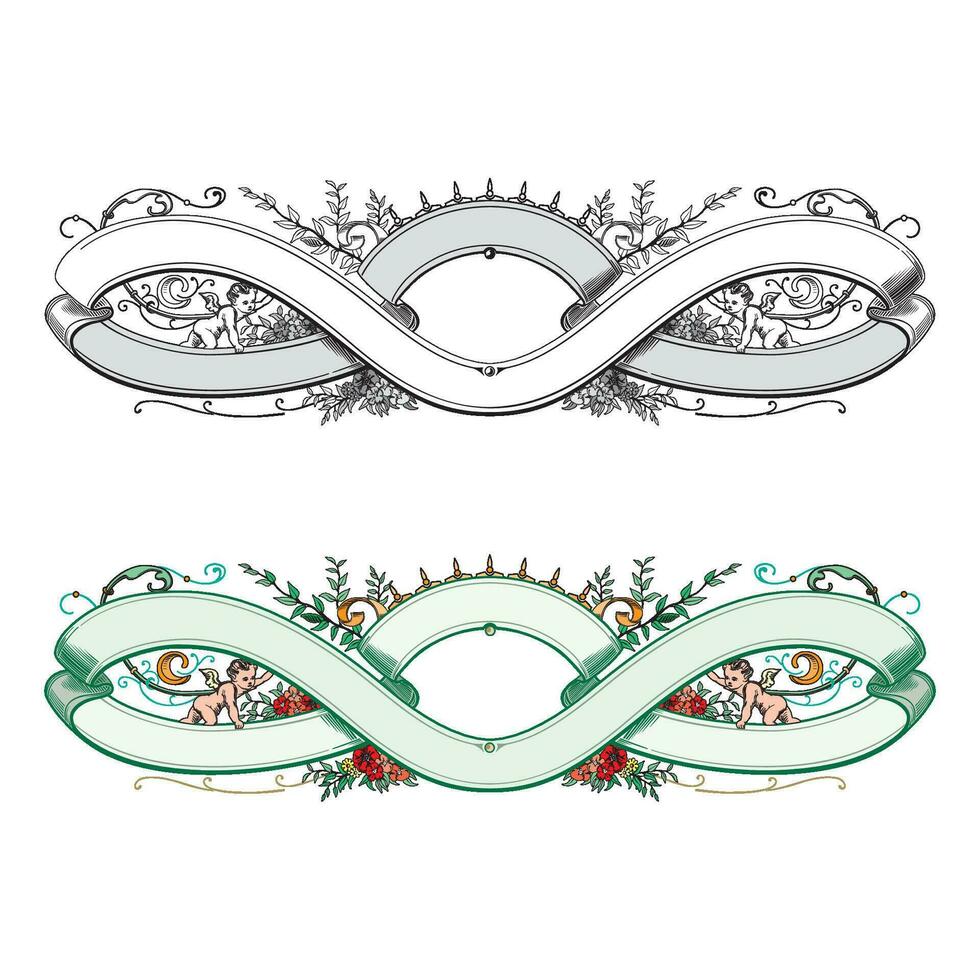 mão desenhado horizontal faixas conjunto com retro estilo fitas decoração elementos isolado vetor ilustração