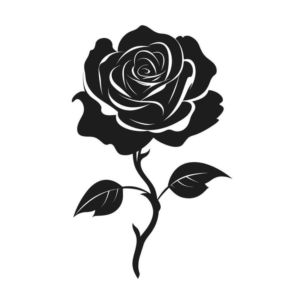 uma rosa flor vetor silhueta isolado em uma branco fundo