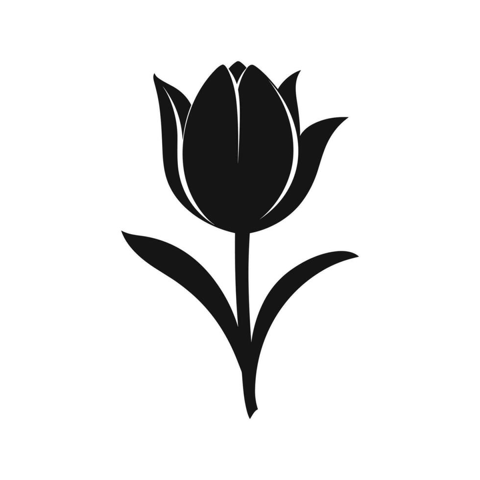 uma tulipa flor vetor silhueta isolado em uma branco fundo