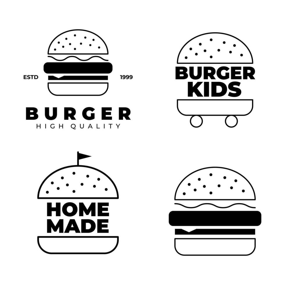 conjunto e coleção do hambúrguer, Hamburger logotipo ícone projeto, criativo linha arte, estar capaz para estar ícone e logotipo vetor