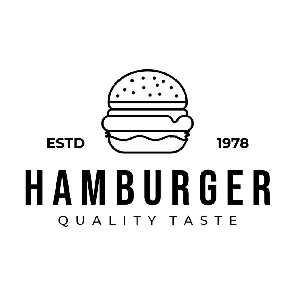Hamburger logotipo ícone ilustração projeto, velozes Comida linha arte vetor