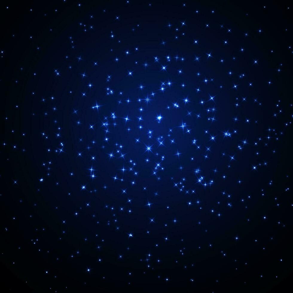 brilhando estrelas dentro noite azul fundo. estrelas em Sombrio azul céu. vetor ilustração