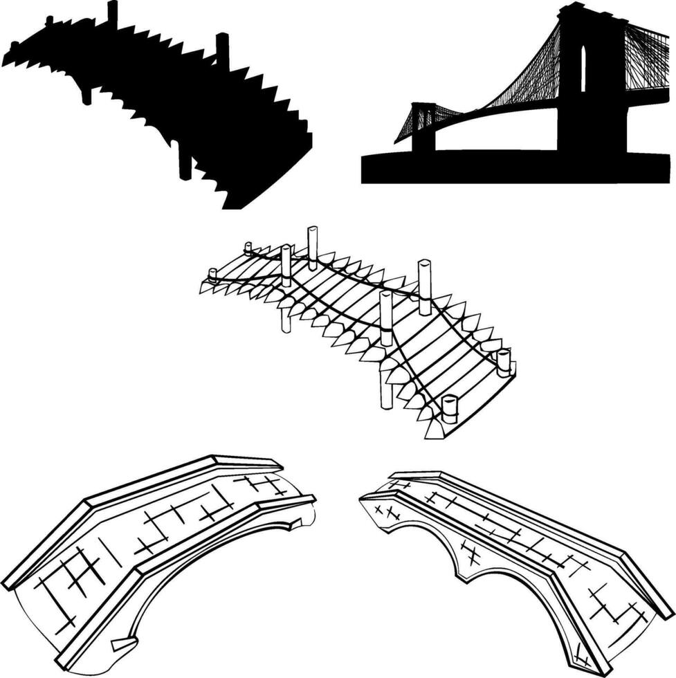 ponte silhueta vetor em branco fundo