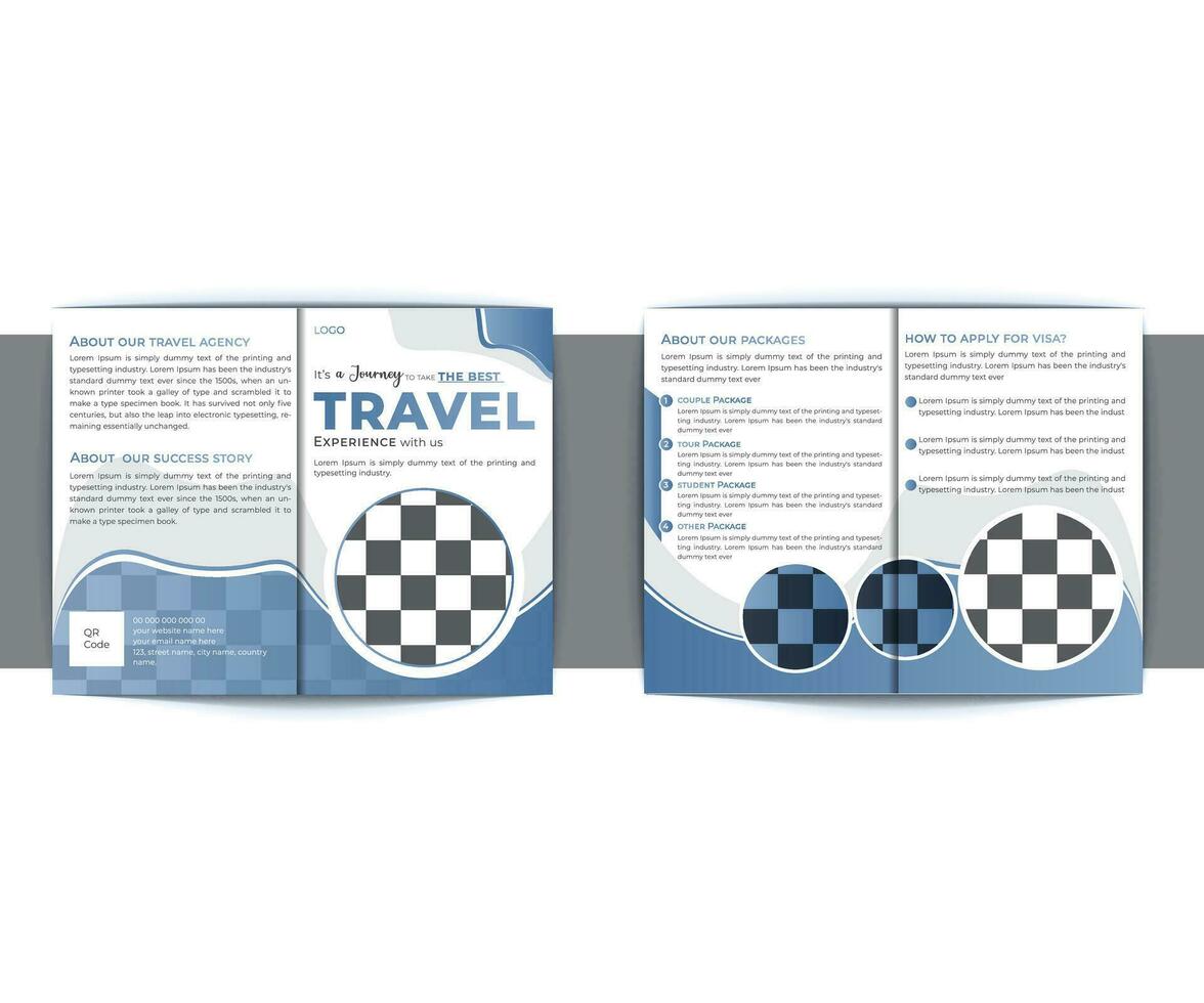 viagem e turismo folheto modelo Projeto ou bifold folheto projeto, ou Paginas multiplas folheto modelo Projeto vetor