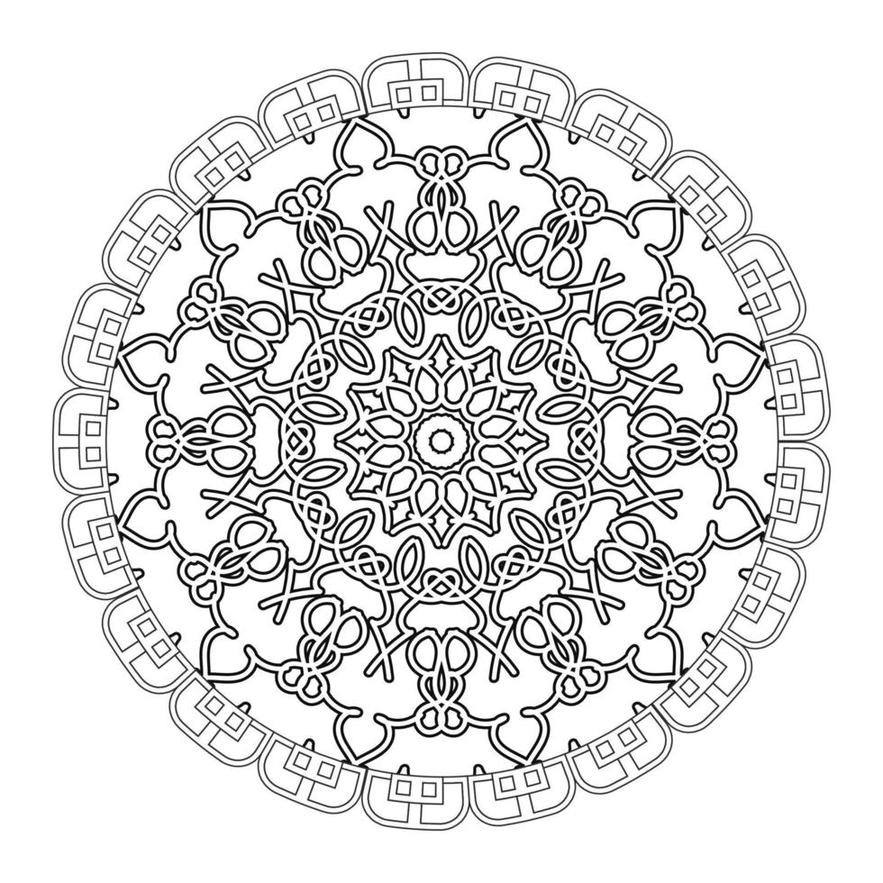 mandala preto e branco com padrão floral. página para colorir. vetor