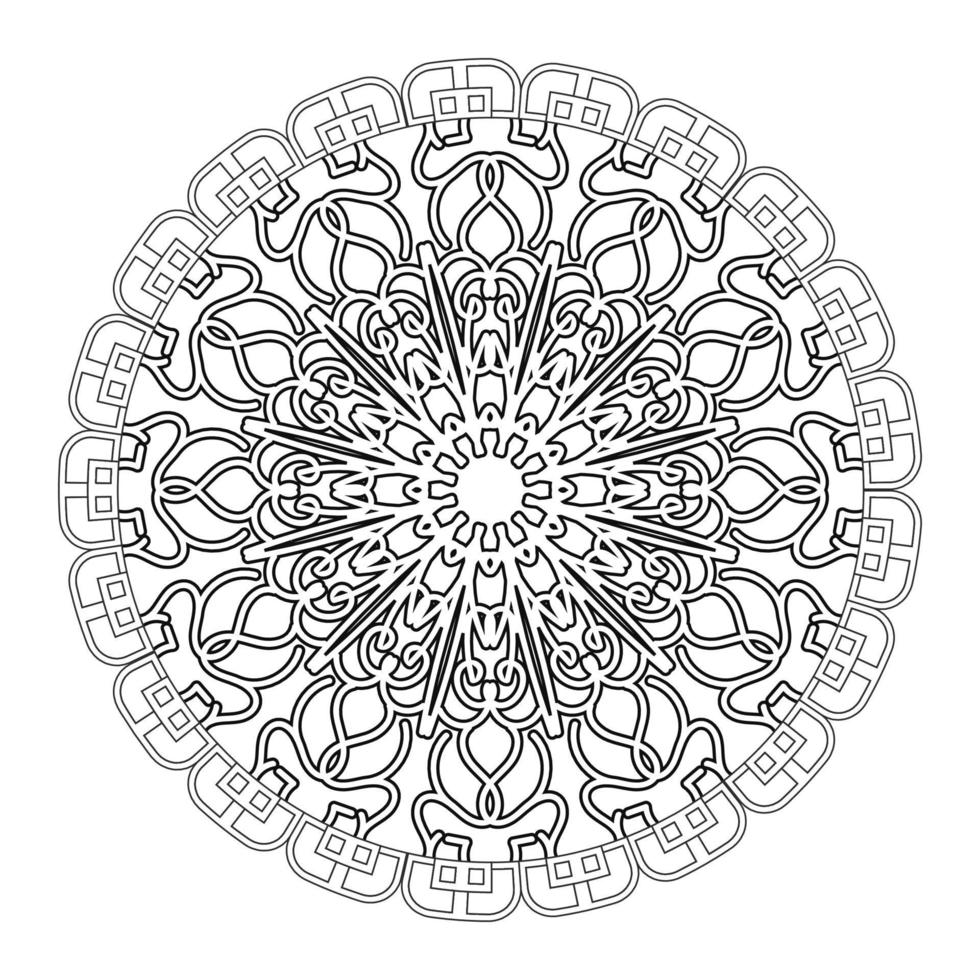 mandala preto e branco com padrão floral. página para colorir. vetor