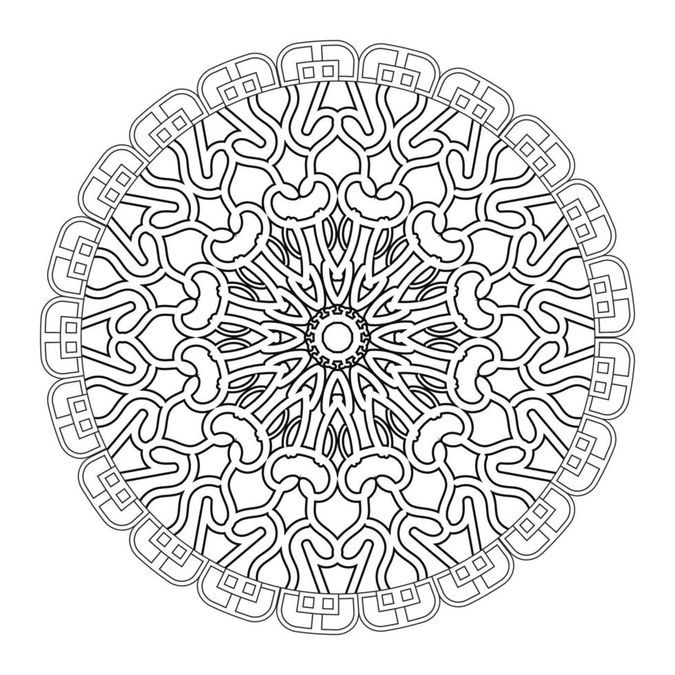 mandala preto e branco com padrão floral. página para colorir. vetor