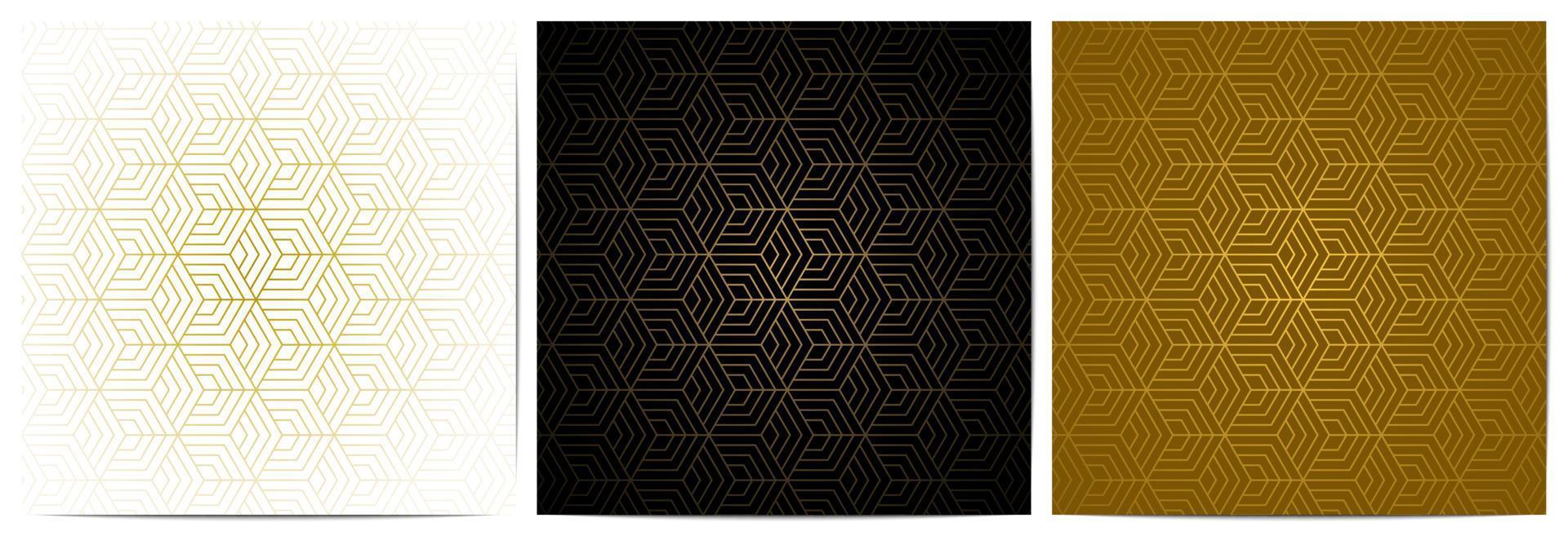 padrão geométrico com forma poligonal e linhas diagonais douradas vetor