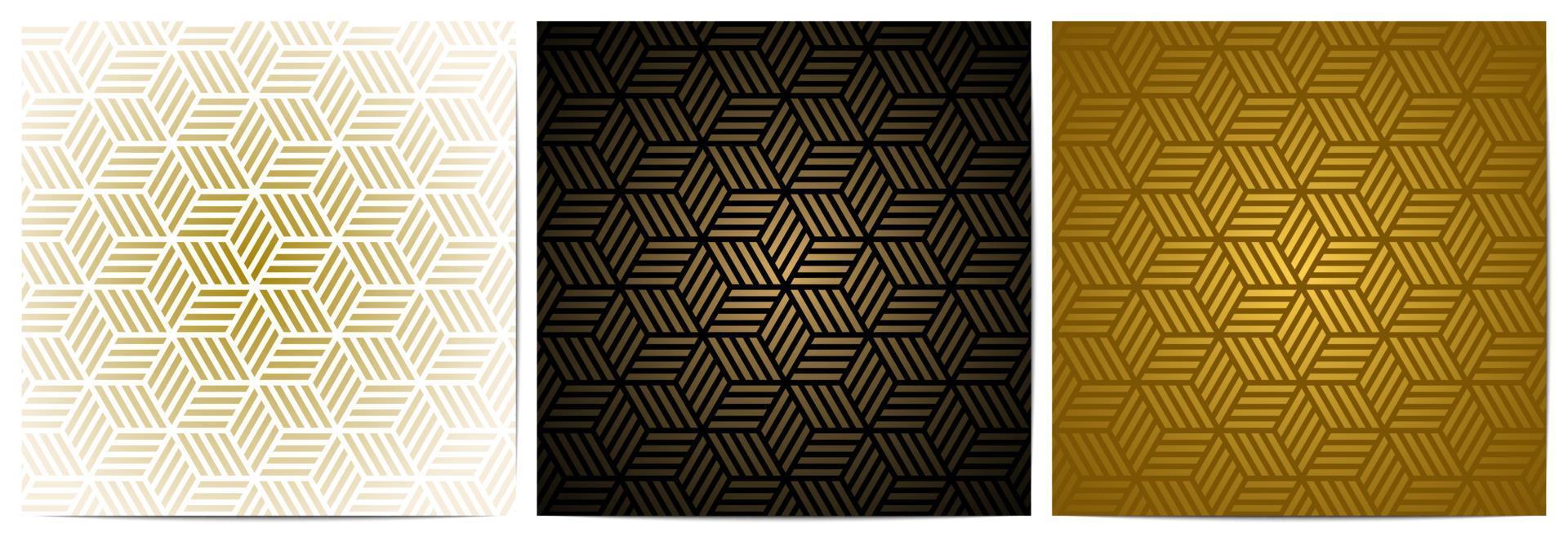padrão geométrico com listras douradas e forma poligonal vetor