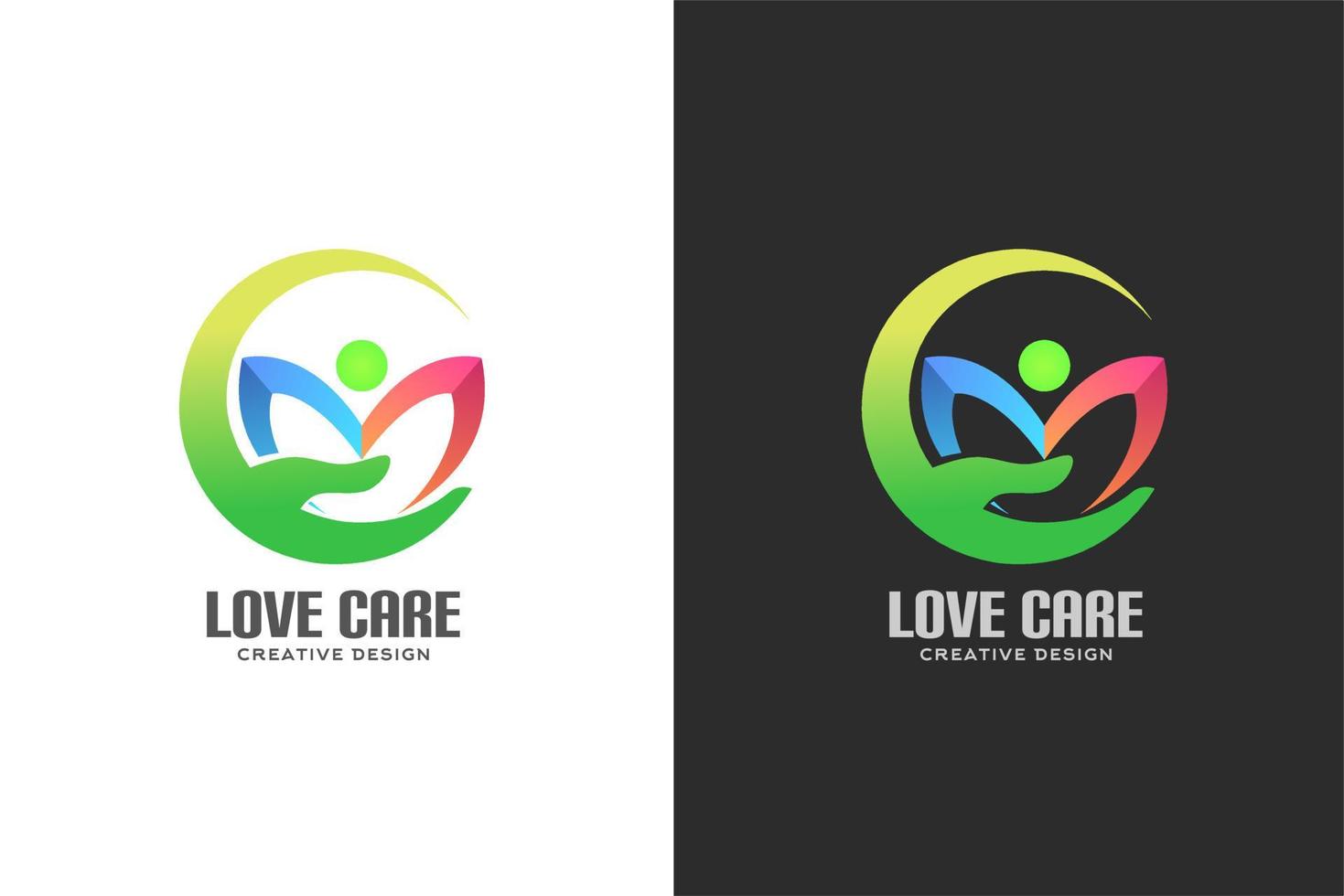 vetor de design de logotipo amor cuidado