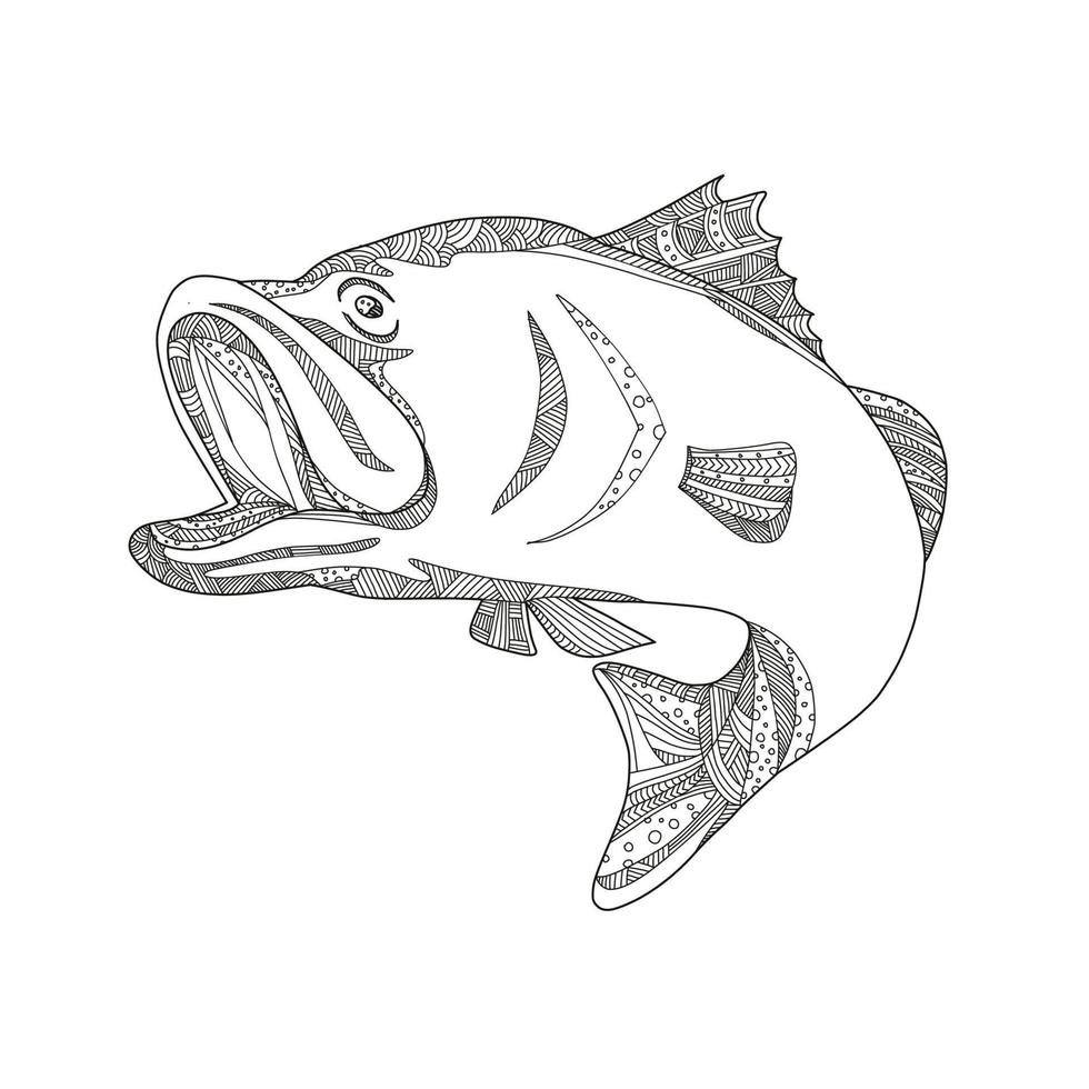 Barramundi jumping doodle art vetor