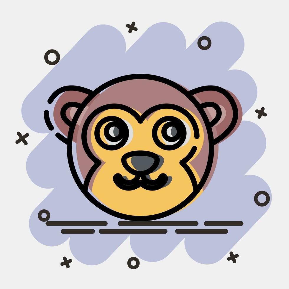 ícone macaco face. chinês zodíaco elementos. ícones dentro quadrinho estilo. Boa para impressões, cartazes, logotipo, anúncio, decoração, infográficos, etc. vetor