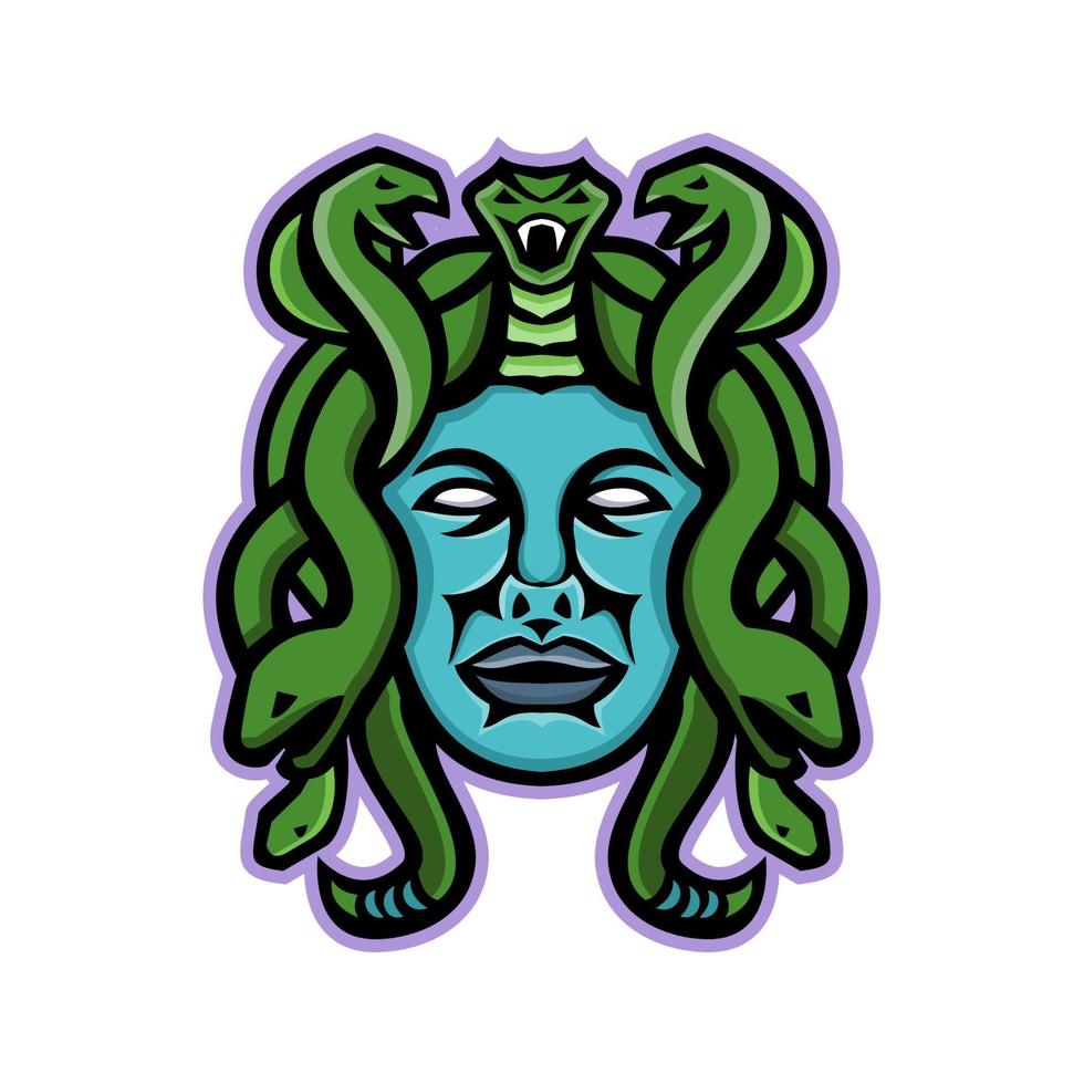 mascote cabeça de deus grego medusa vetor