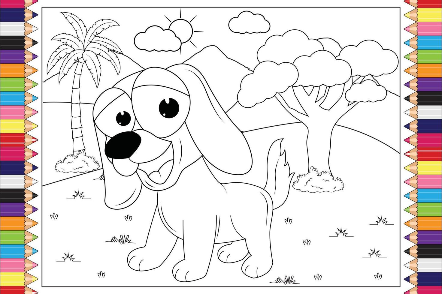 colorir desenho animado animal de cachorro para crianças vetor