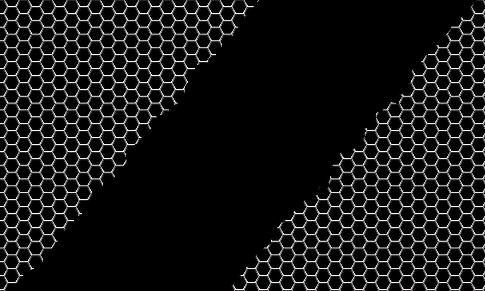 malha de hexágono rasgado de metal abstrato em preto design moderno luxo futurista tecnologia de fundo vector
