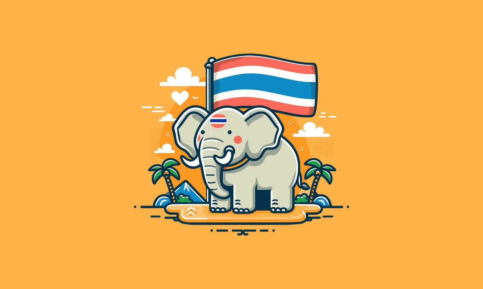 elefante com Tailândia bandeira vetor mascote Projeto