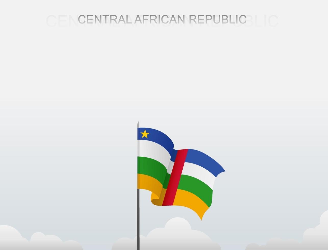 a bandeira da República Centro-Africana está hasteada em um mastro alto sob o céu branco vetor