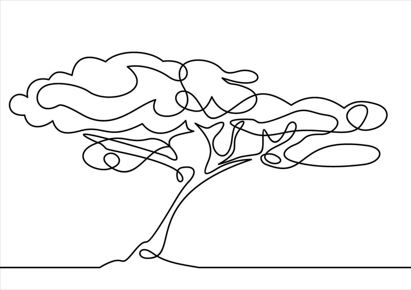 árvore contínuo linha desenhando vetor