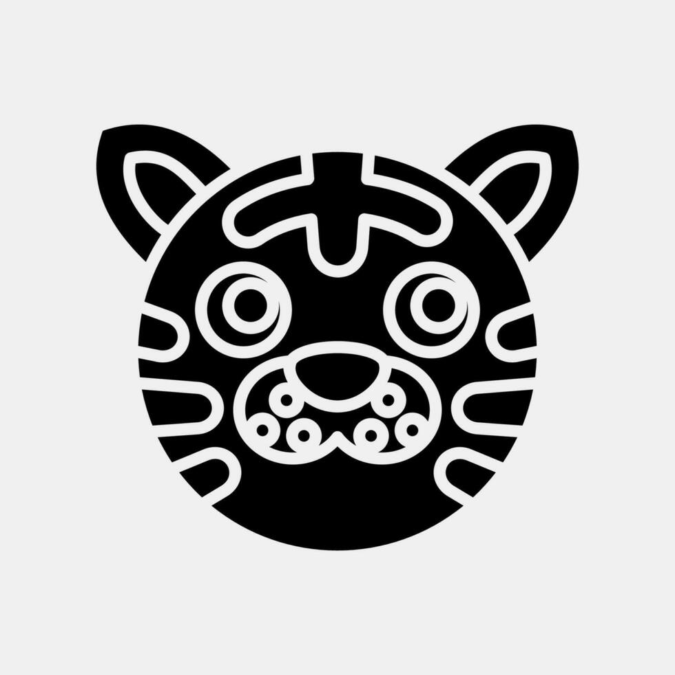 ícone tigre face. chinês zodíaco elementos. ícones dentro glifo estilo. Boa para impressões, cartazes, logotipo, anúncio, decoração, infográficos, etc. vetor