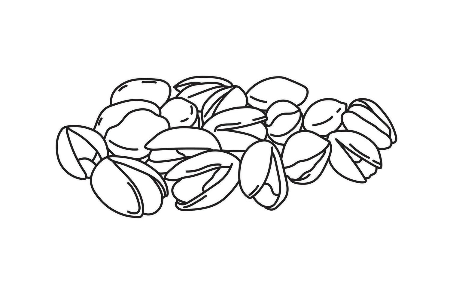 mão desenhado crianças desenhando vetor ilustração pistachios dentro uma desenho animado estilo isolado em branco fundo