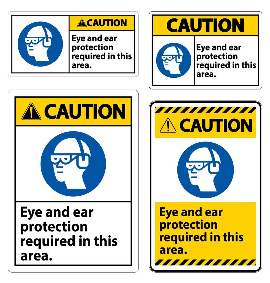 sinal de cautela proteção ocular e auditiva necessária nesta área vetor