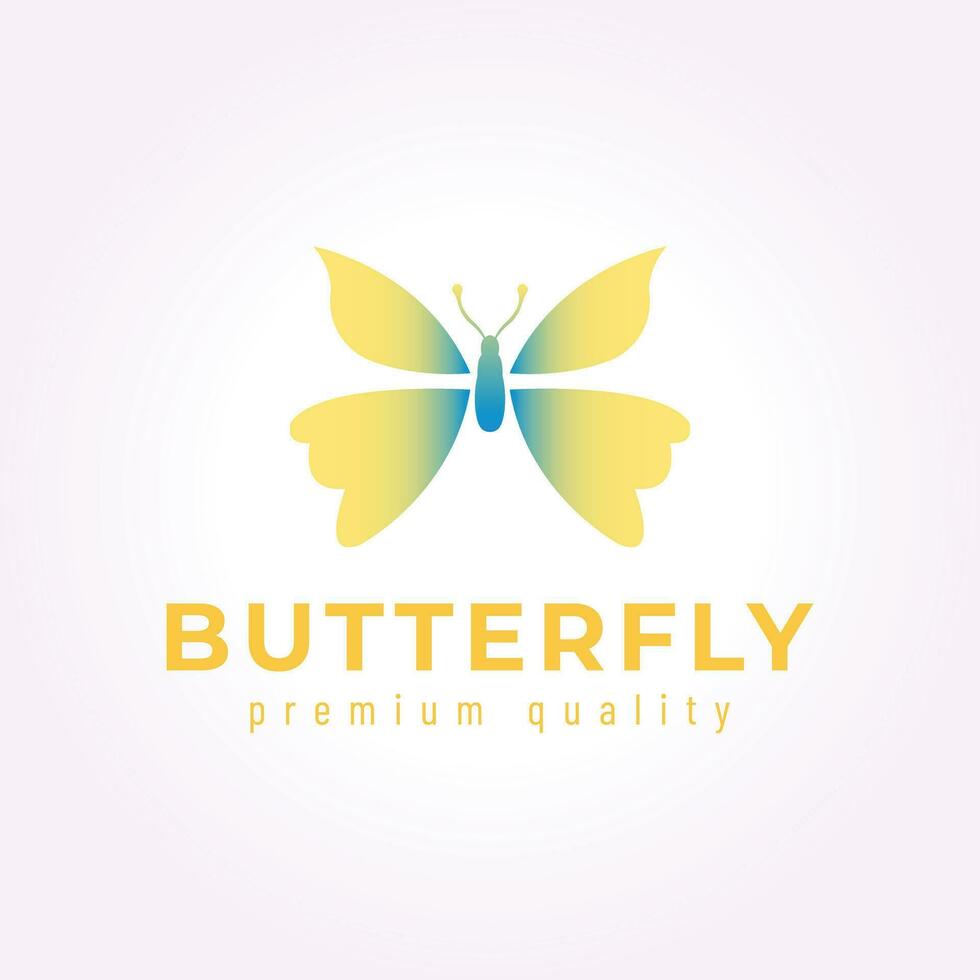 simples azul verde borboleta ícone logotipo projeto, lindo inseto vintage vetor ilustração