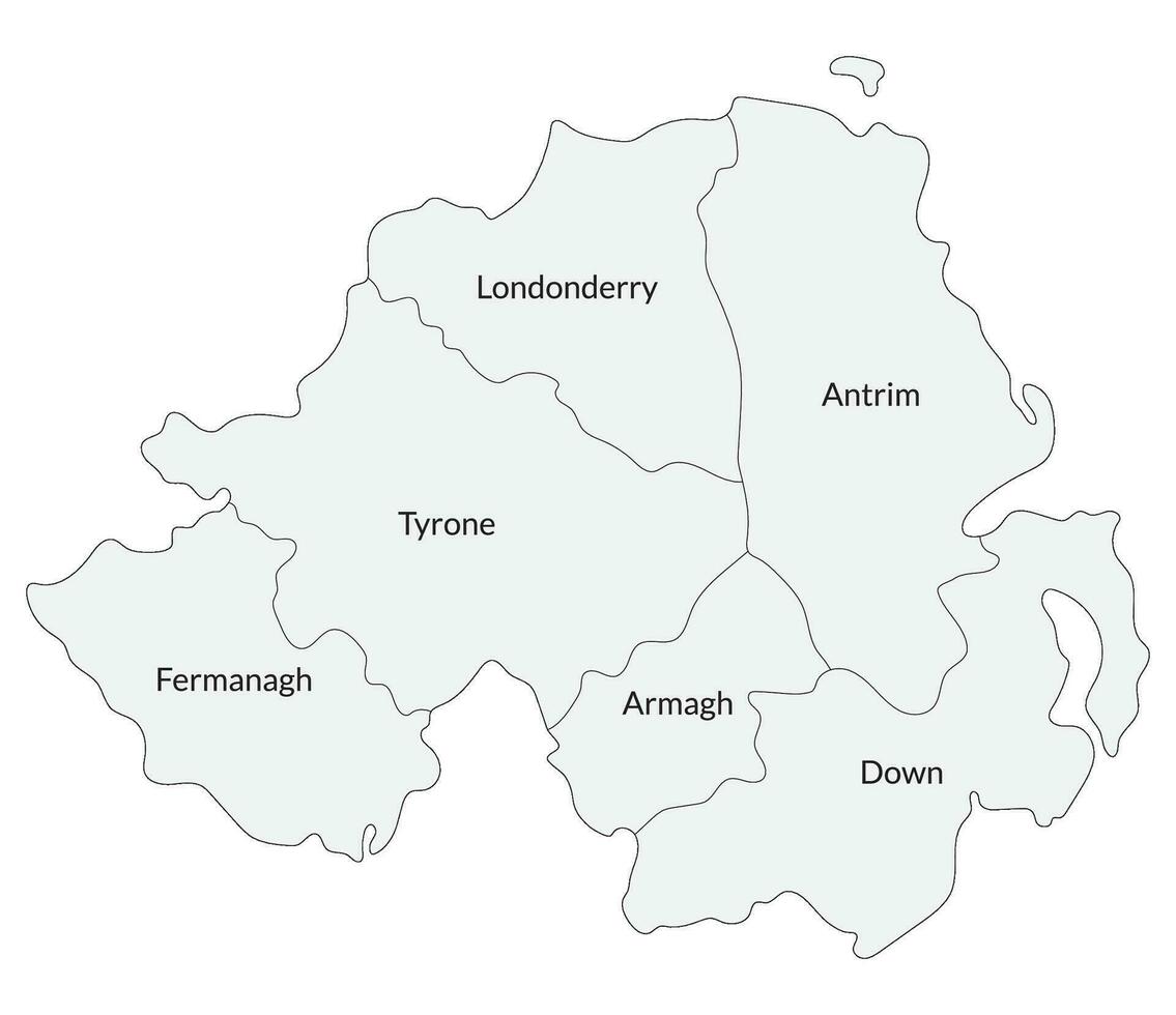 norte Irlanda mapa. mapa do norte Irlanda dividido para dentro seis a Principal regiões vetor