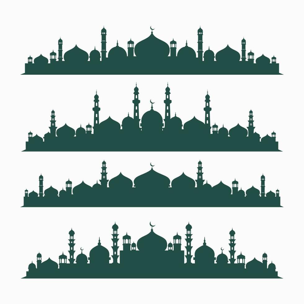 islâmico mesquitas silhuetas vetor ilustração, Ramadã fundo plano estilo