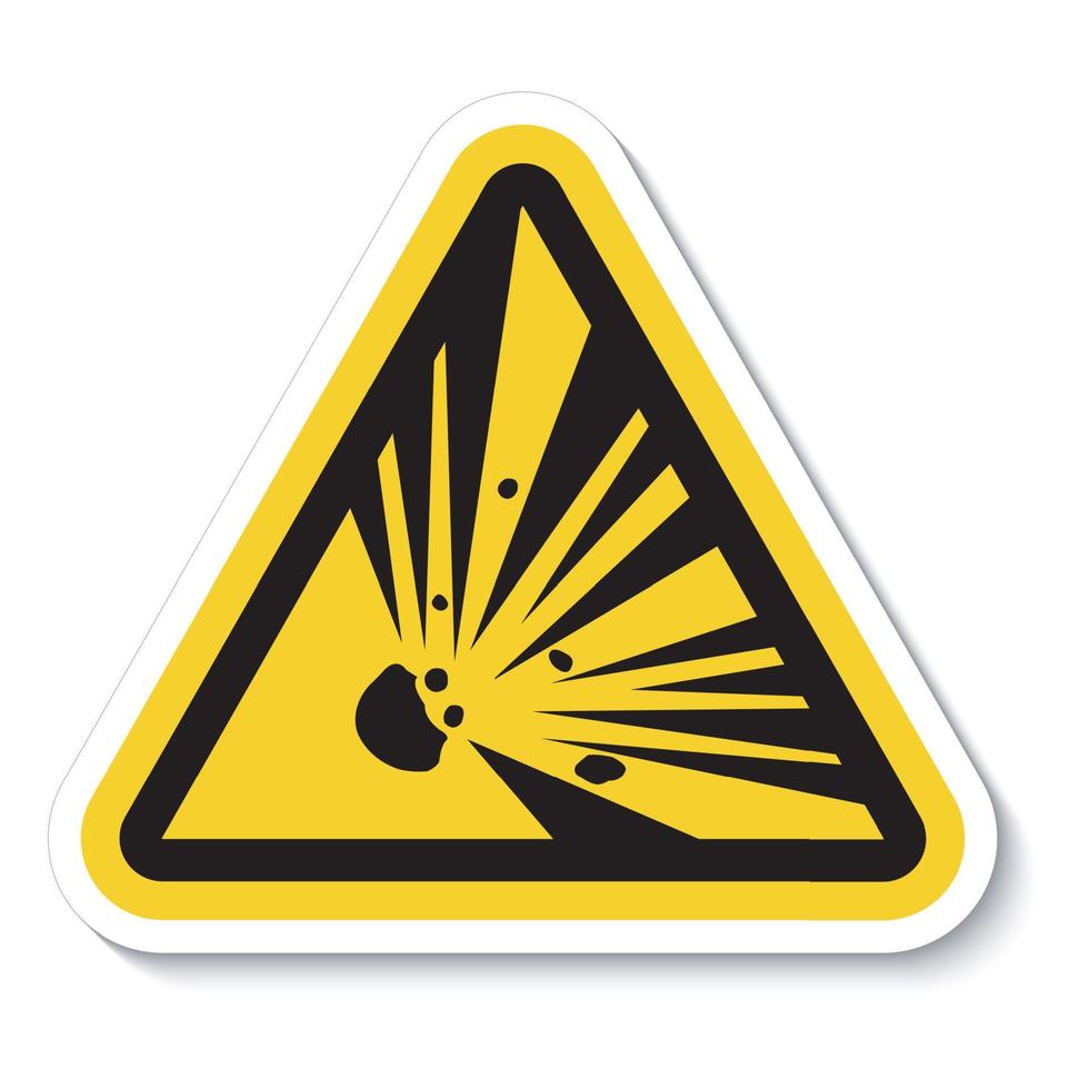 Cuidado, sinal de símbolo de material explosivo, isolado em fundo branco, ilustração vetorial vetor