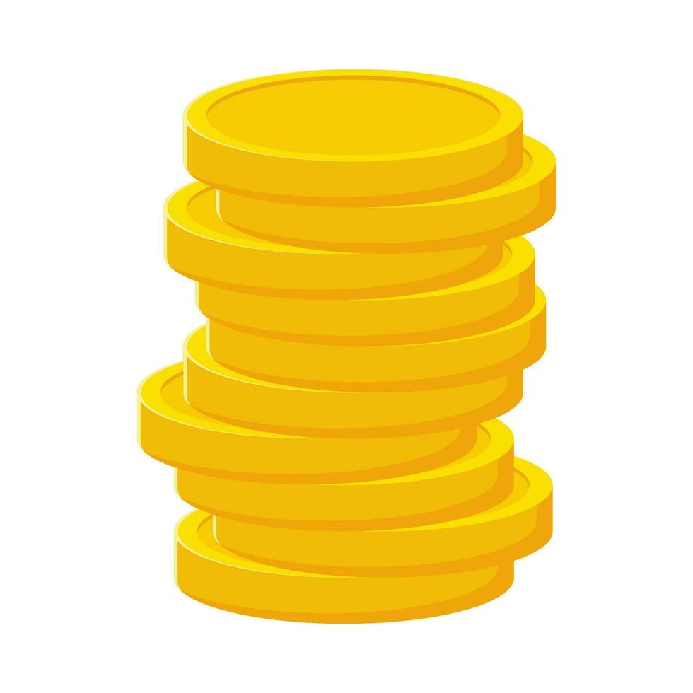 plano ilustração do pilha do dinheiro moedas em isolado fundo vetor