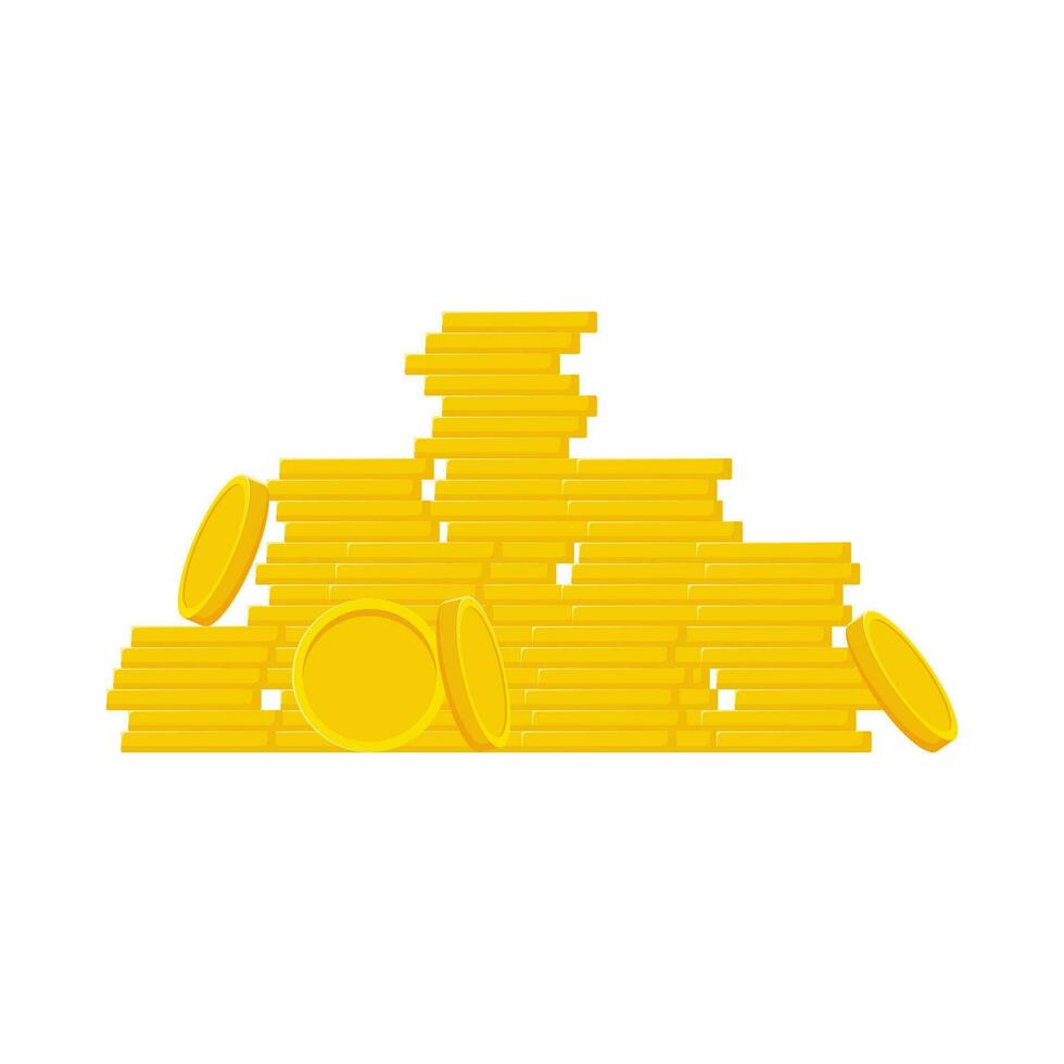 plano ilustração do pilha do dinheiro moedas em isolado fundo vetor