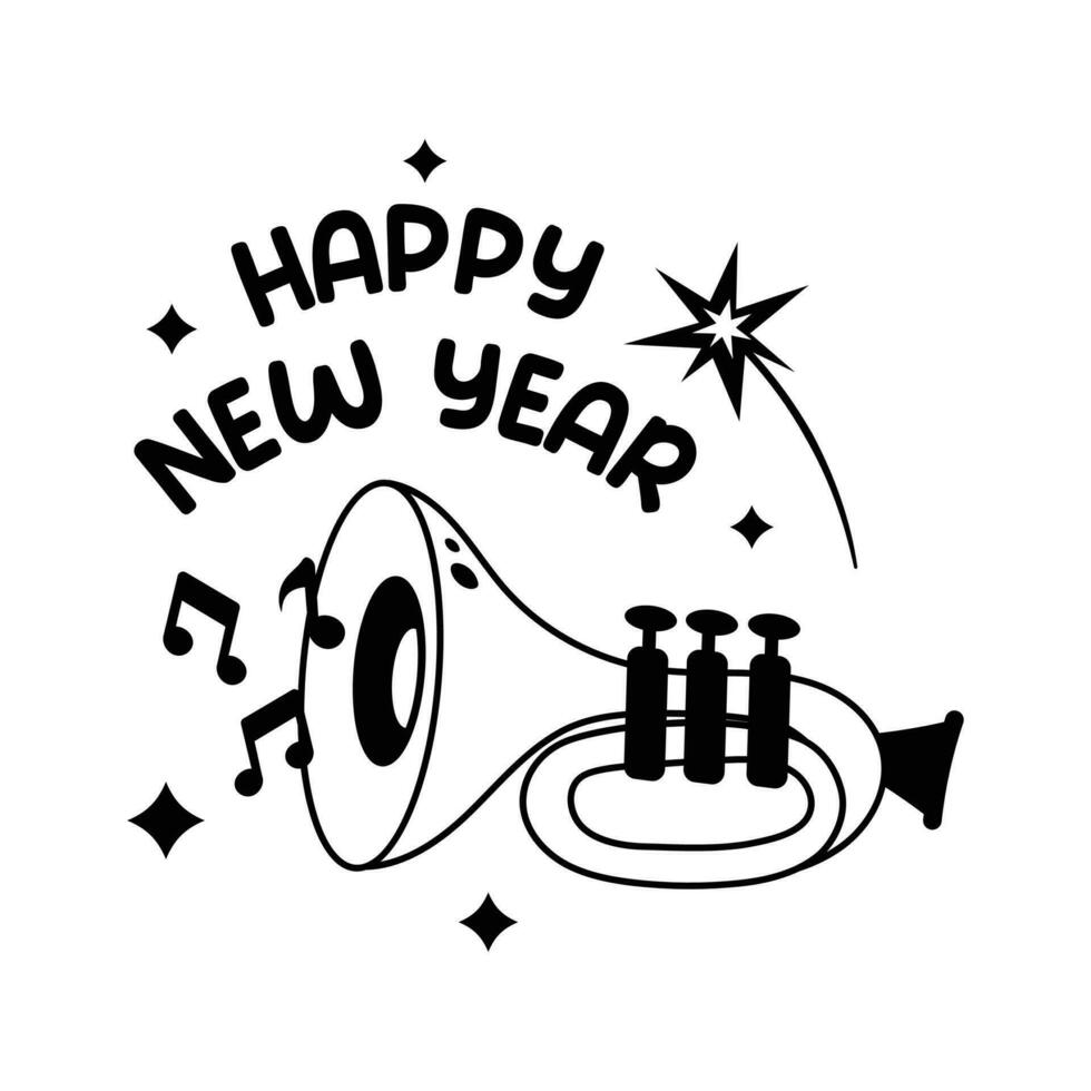 feliz Novo ano festa vetor projeto, trompete ícone, Novo ano 2024 celebração festa