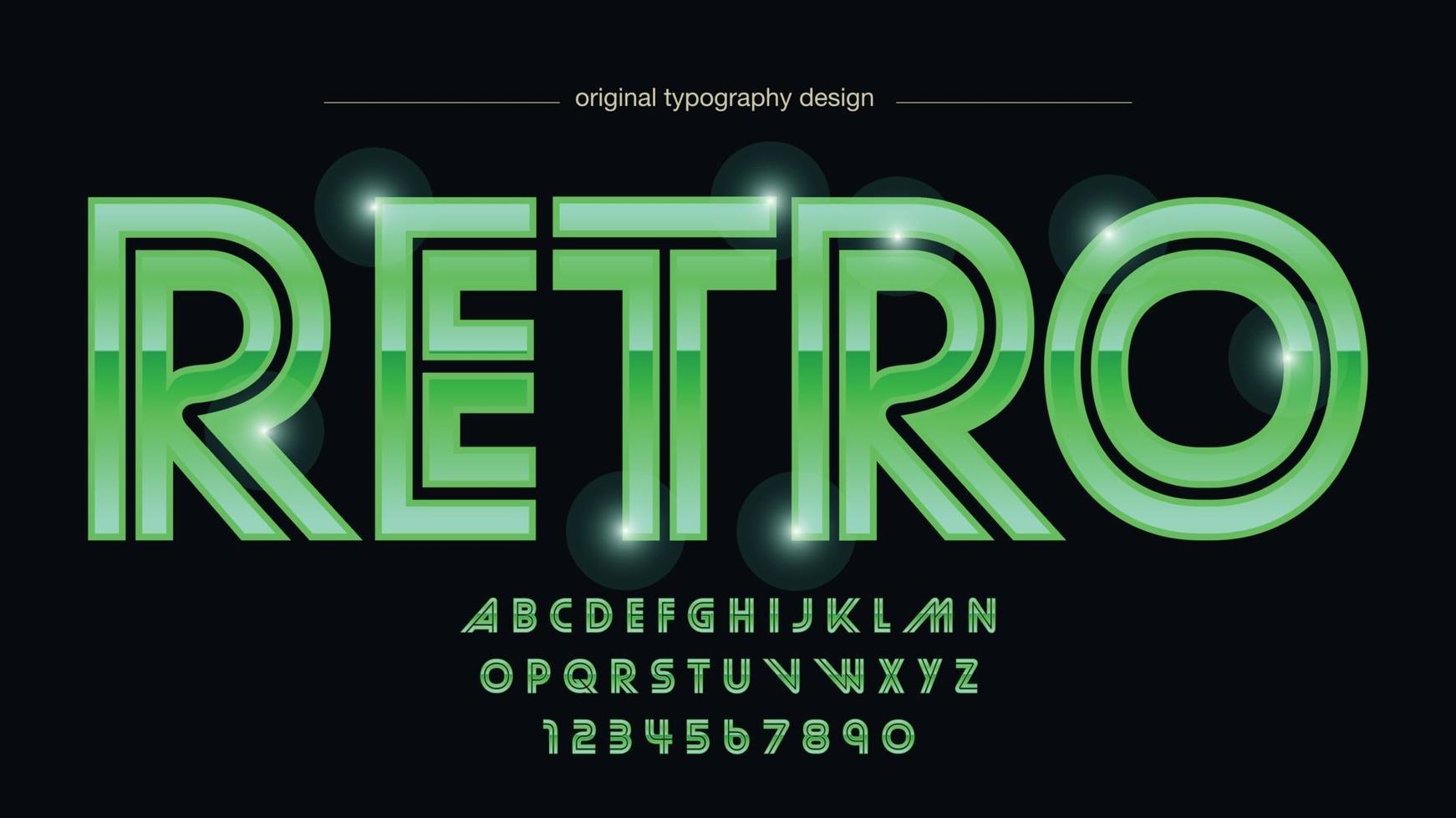 tipografia retro maiúscula verde neon vetor