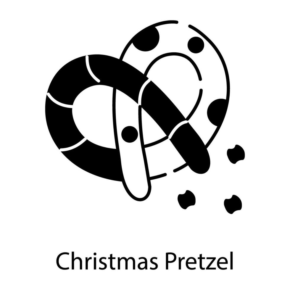 editável linear ícone representando Natal pretzel vetor