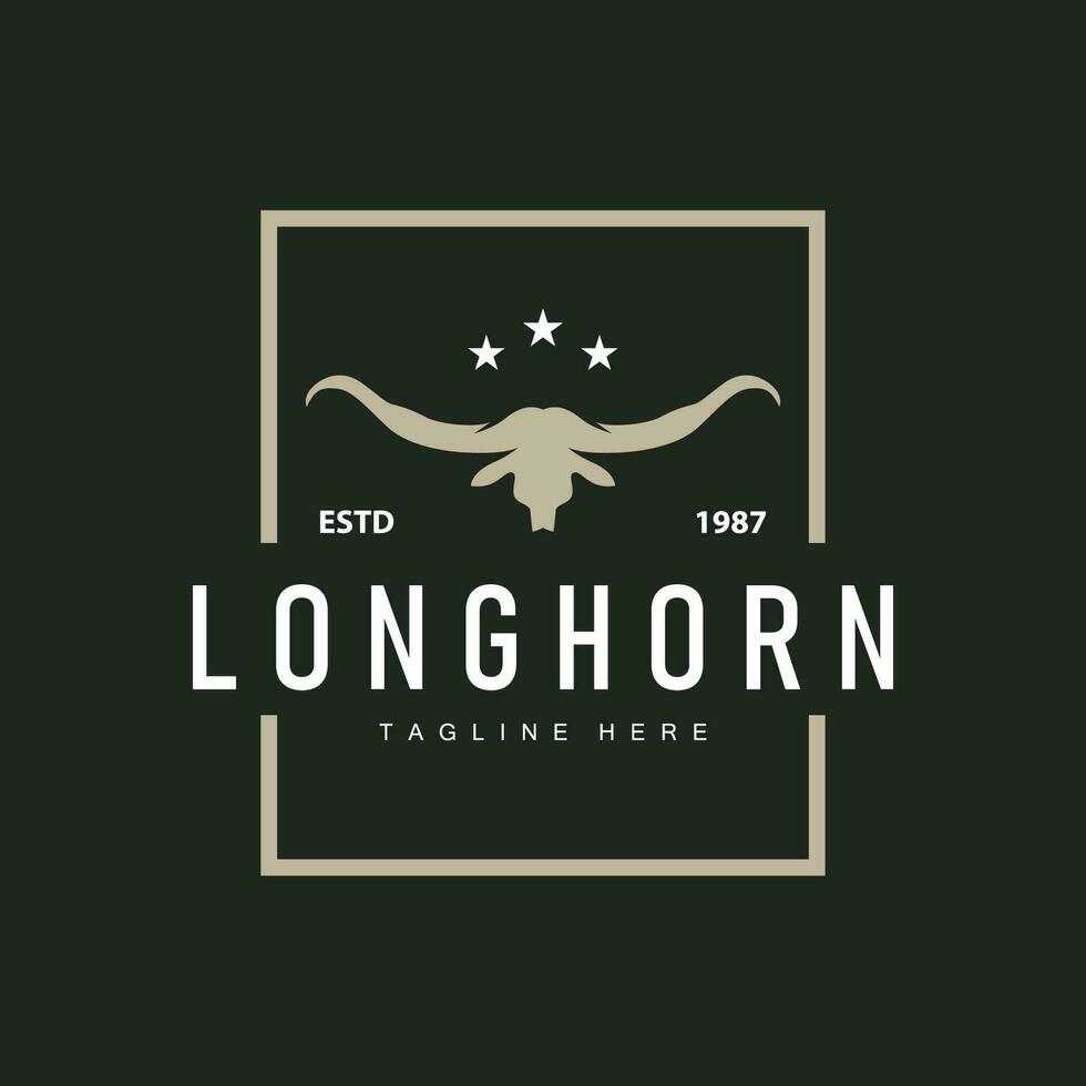 longhorn logotipo velho vintage Projeto oeste país texas touro chifre vetor