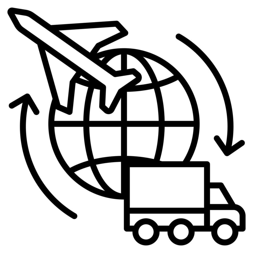 global logística ícone linha vetor ilustração