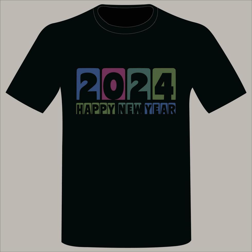 feliz ano novo 2024 design de camiseta vetor