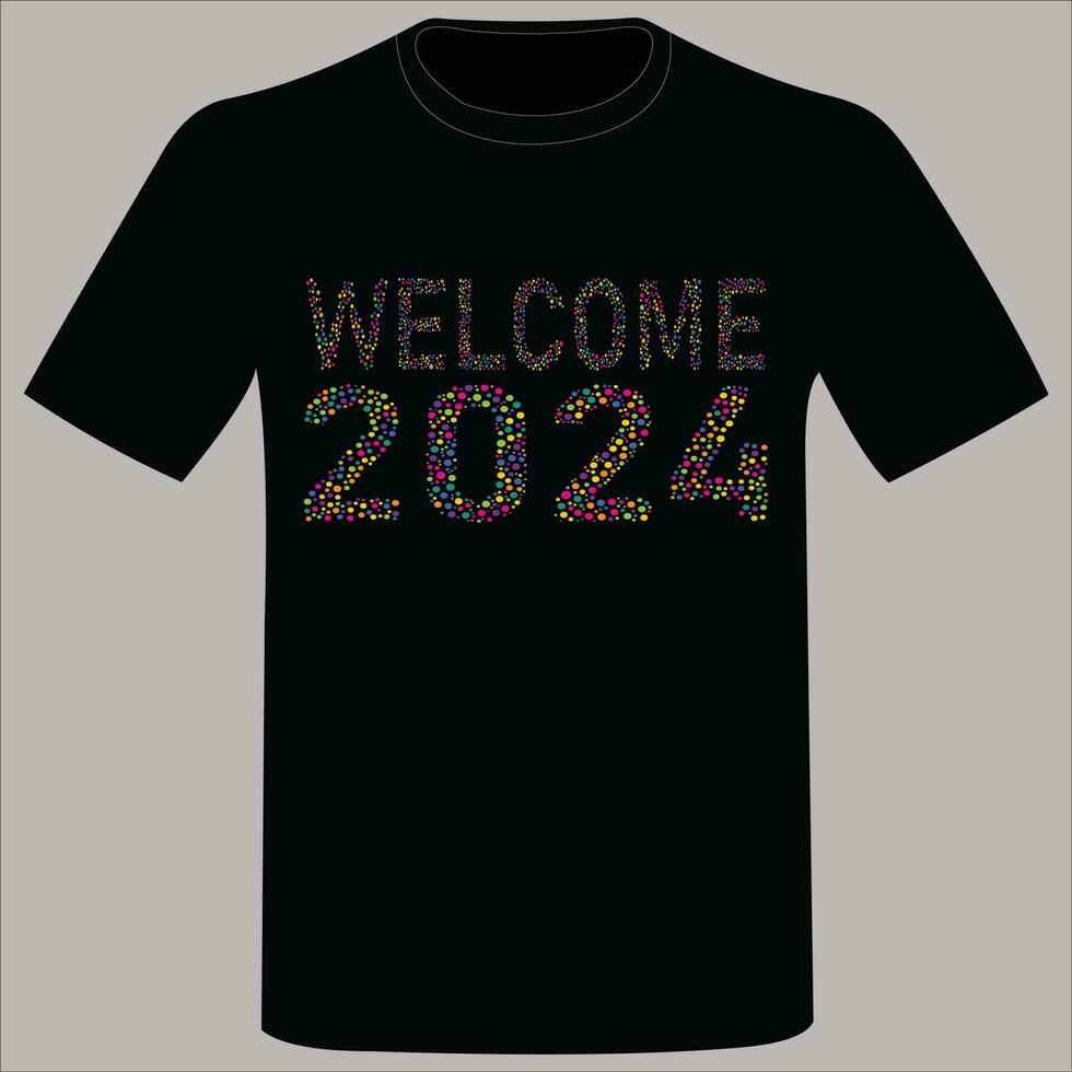 feliz ano novo 2024 design de camiseta vetor