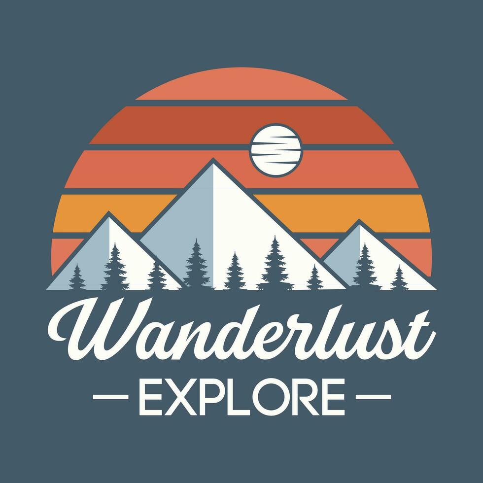 desejo de viajar explorador montanha aventura t camisa Projeto ilustração vetor