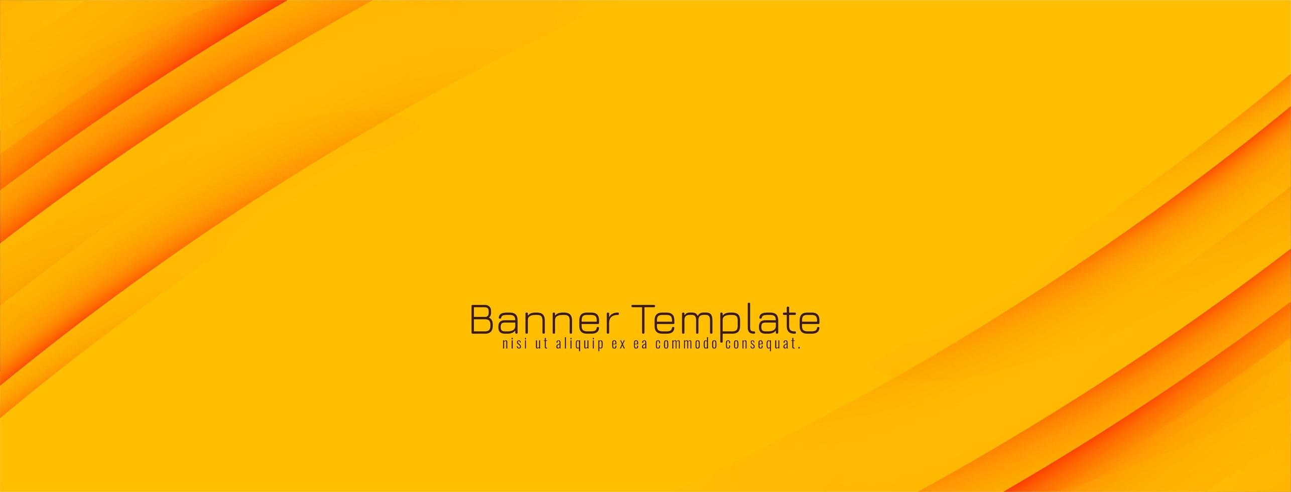 linhas onduladas modernas, corte de papel, estilo, cor amarela, design de banner vetor