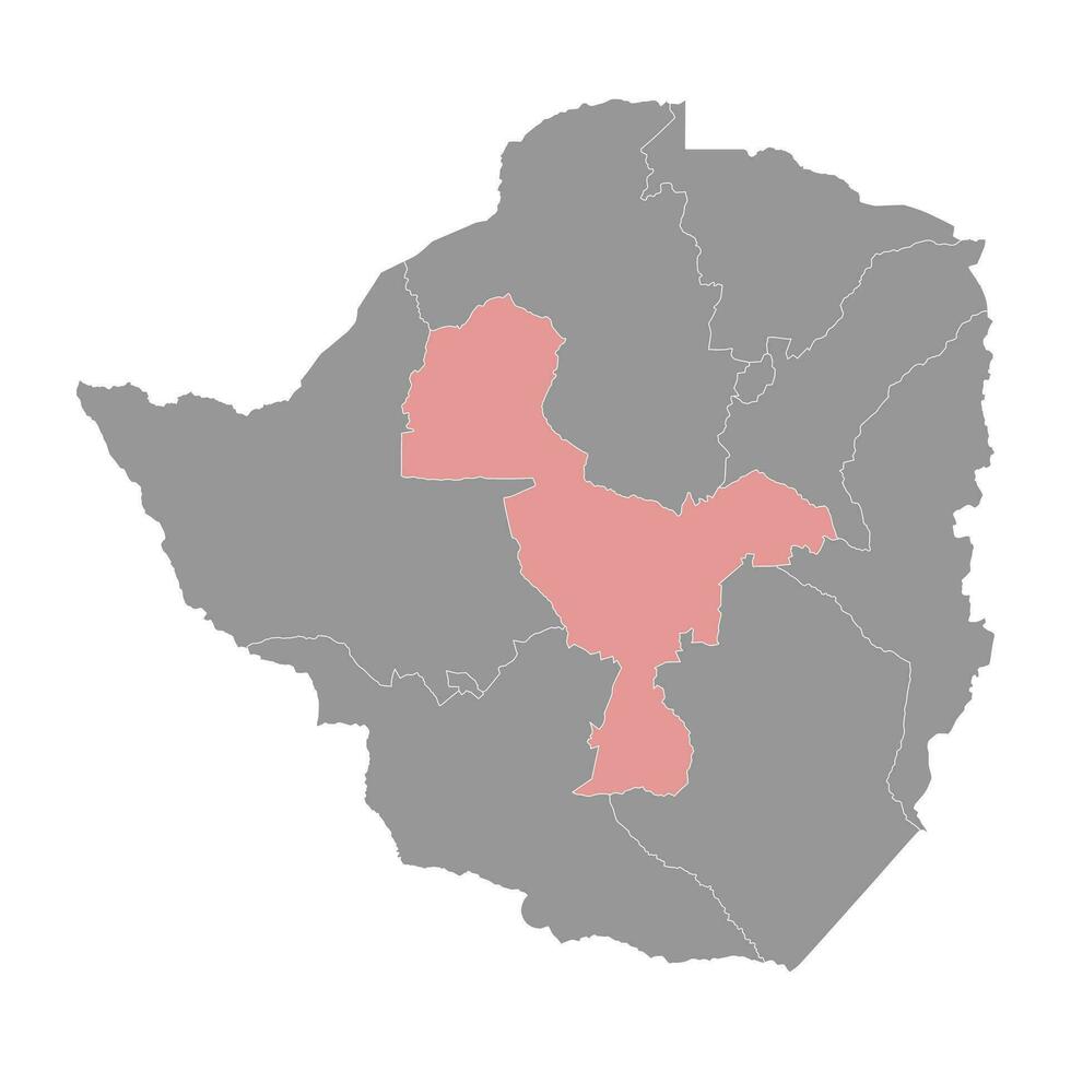 Midlands província mapa, administrativo divisão do Zimbábue. vetor ilustração.