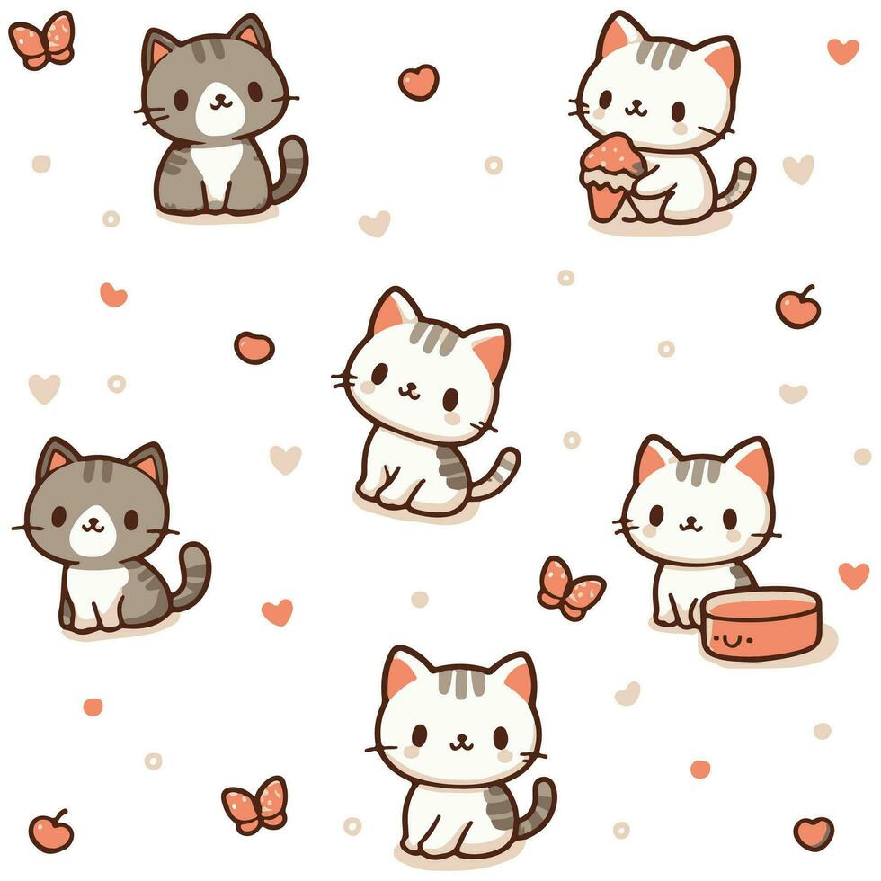 fofa desenho animado gatos mão desenhado ilustração vetor