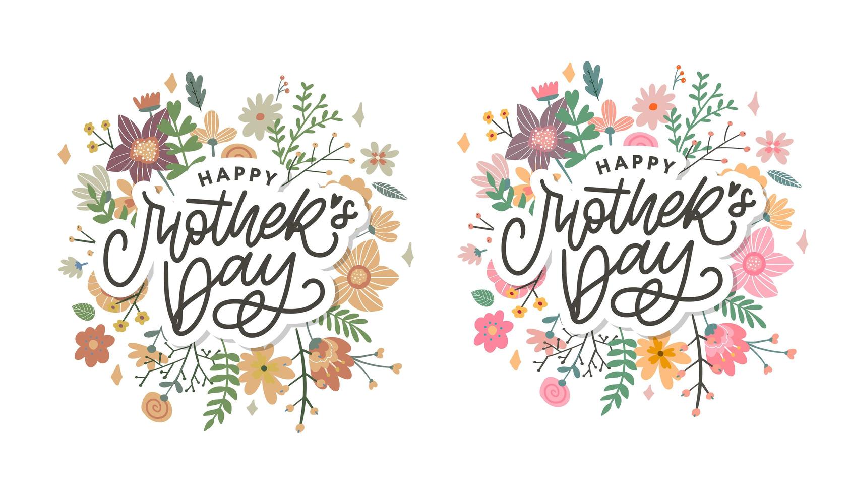 design de cartão elegante com texto elegante dia das mães em flores coloridas decoradas fundo. vetor