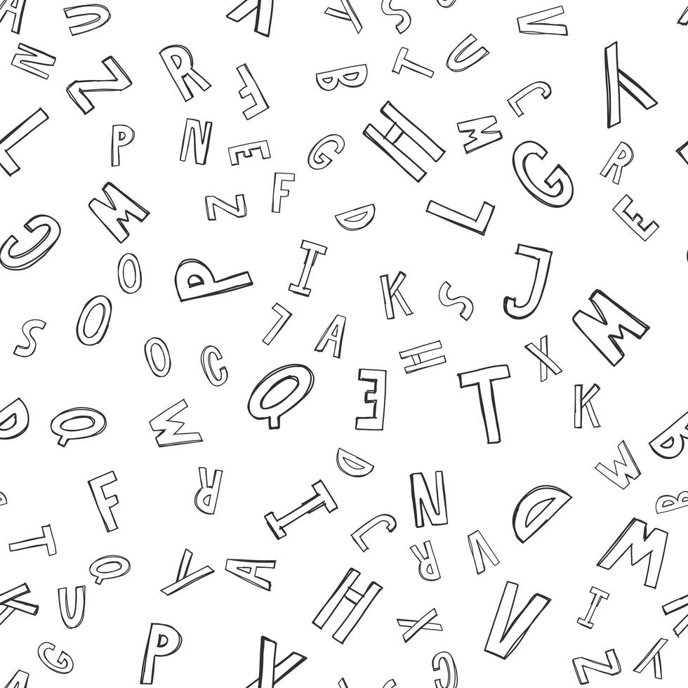 fundo sem emenda do grunge - fonte do alfabeto mão engraçada desenhar palavras vetor