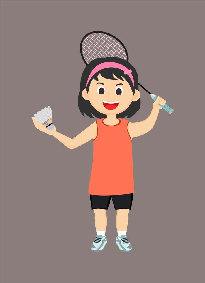 personagem infantil jogando badminton vetor