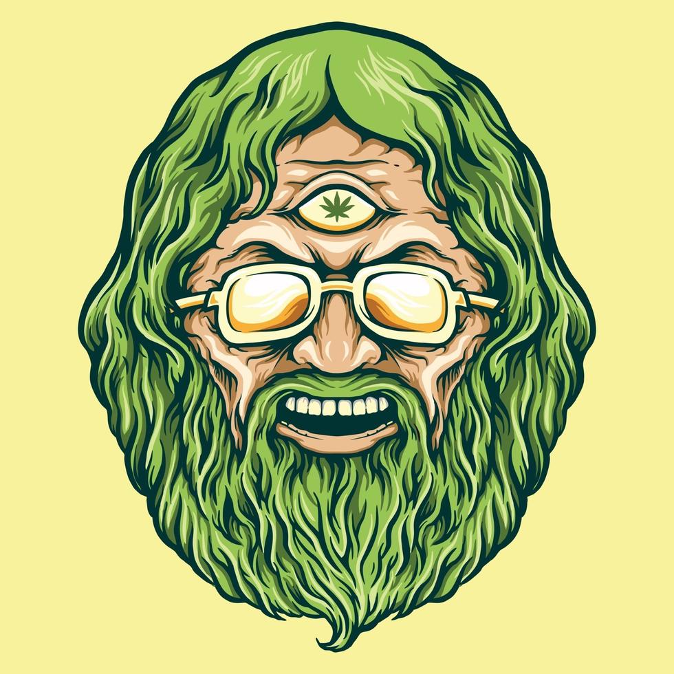 ilustrações vintage head cannabis man kush vetor